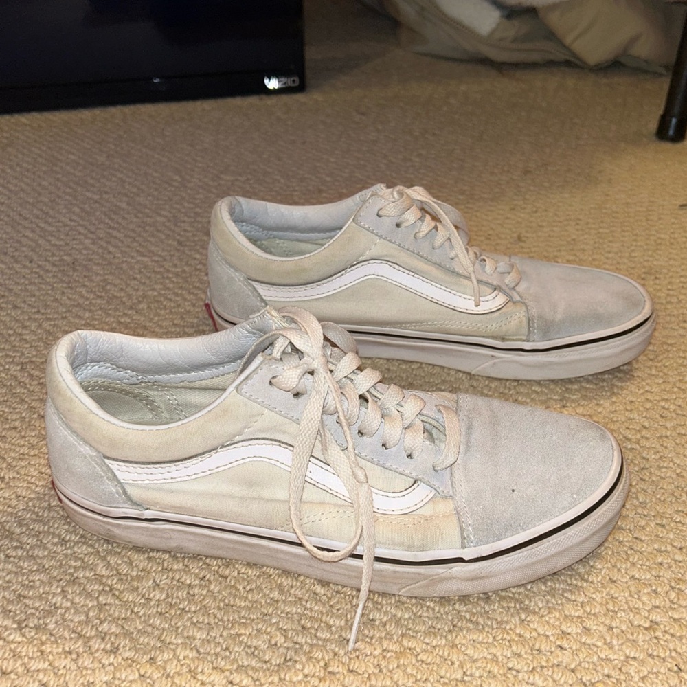 White and Grey Vans - Size US Women’s 8 - Used
